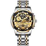 FNGEEN 4088 Men Hollow Quartz Watch Student Waterproof Luminous Watch, Full Gold Gold Surface, Full Gold Black Surface, Black Steel Black Surface White Nails, Black Steel Black Surface Gold Nails, Gold And Gold Surface, Gold Black Surface              ...