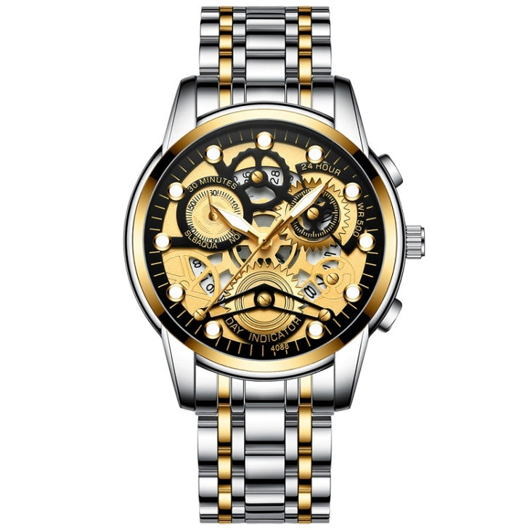 FNGEEN 4088 Men Hollow Quartz Watch Student Waterproof Luminous Watch, Full Gold Gold Surface, Full Gold Black Surface, Black Steel Black Surface White Nails, Black Steel Black Surface Gold Nails, Gold And Gold Surface, Gold Black Surface              ...