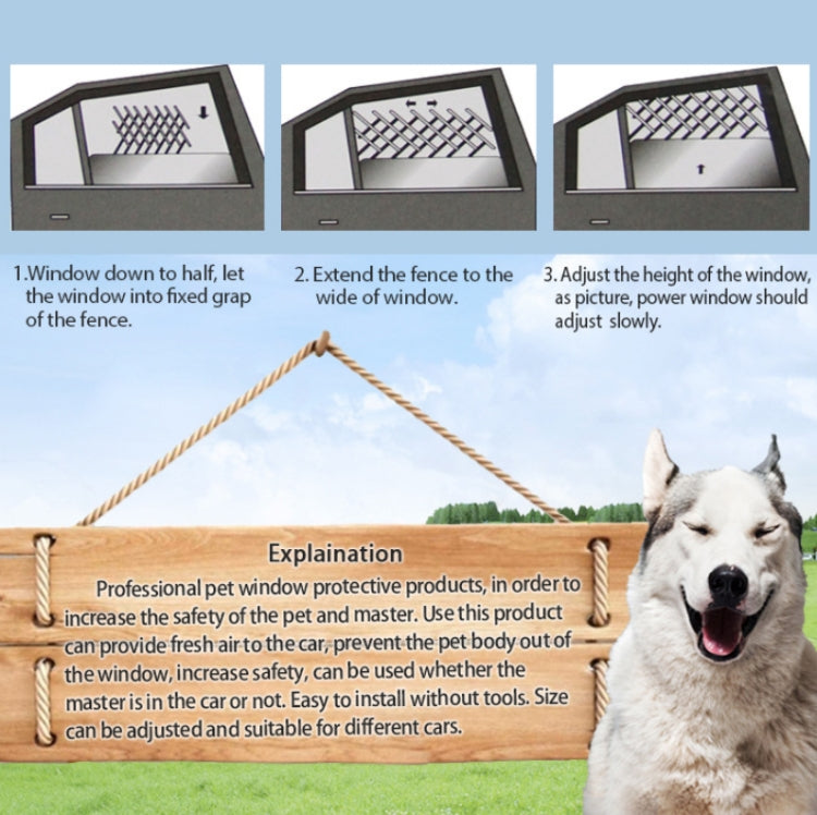 Pet Car Window Protective Fence Car Retractable Protective Fence, 24x11.8x1.2cm, 24x17.7x1.2cm
