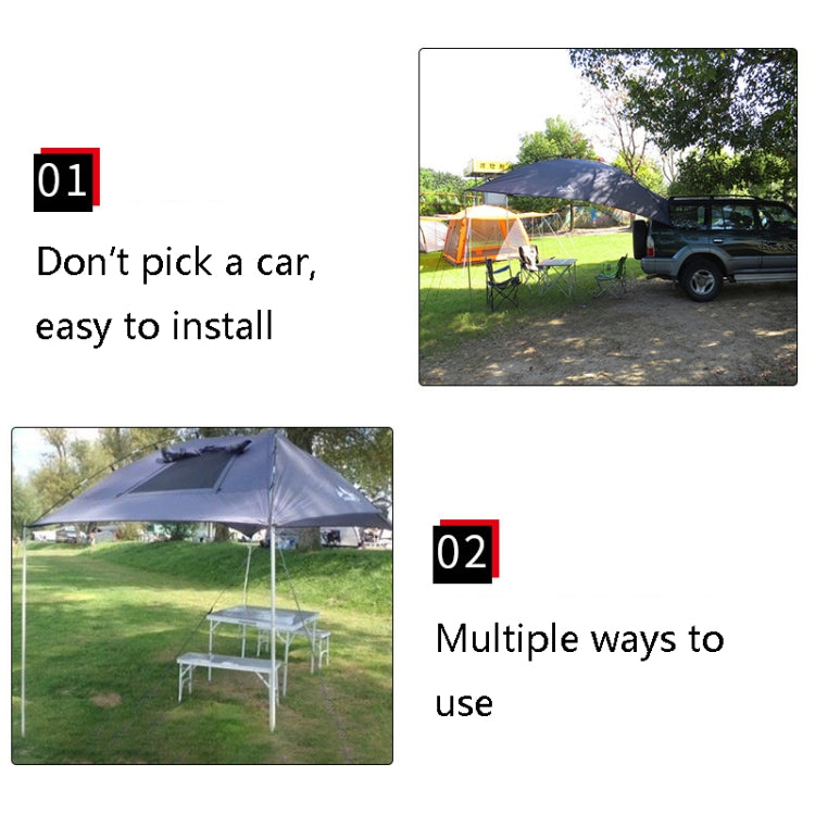 LADUTA Outdoor Self-Driving Tour Barbecue Camping Car Side Tent Car Tail Extension Tent Supplies, Grey Blue, Painted Silver