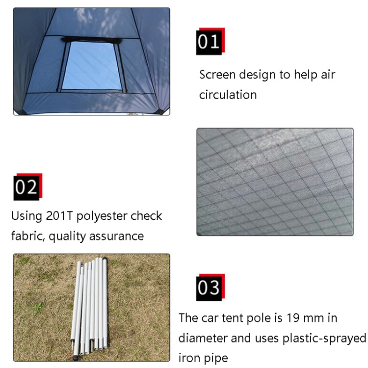 LADUTA Outdoor Self-Driving Tour Barbecue Camping Car Side Tent Car Tail Extension Tent Supplies, Grey Blue, Painted Silver