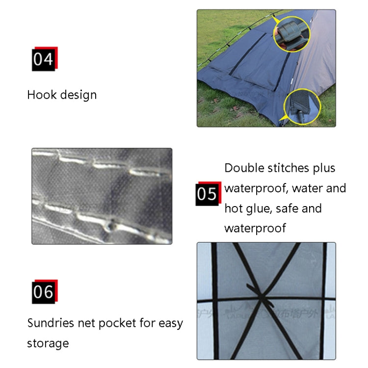 LADUTA Outdoor Self-Driving Tour Barbecue Camping Car Side Tent Car Tail Extension Tent Supplies, Grey Blue, Painted Silver