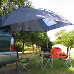 LADUTA Outdoor Self-Driving Tour Barbecue Camping Car Side Tent Car Tail Extension Tent Supplies, Grey Blue, Painted Silver