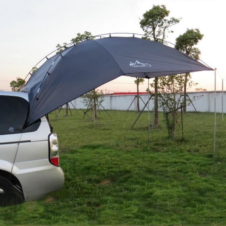 LADUTA Outdoor Self-Driving Tour Barbecue Camping Car Side Tent Car Tail Extension Tent Supplies, Grey Blue, Painted Silver