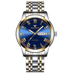 FNGEEN 4002 Men Roman Numeral Dial Sports Watch Student Luminous Quartz Watch, Between Gold Blue Surface, Between Gold Black Surface, Between Gold White Surface, White Steel Blue Surface, White Steel Black Surface, Brown Leather And Gold Blue Surface  ...