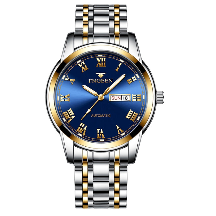FNGEEN 4002 Men Roman Numeral Dial Sports Watch Student Luminous Quartz Watch, Between Gold Blue Surface, Between Gold Black Surface, Between Gold White Surface, White Steel Blue Surface, White Steel Black Surface, Brown Leather And Gold Blue Surface  ...