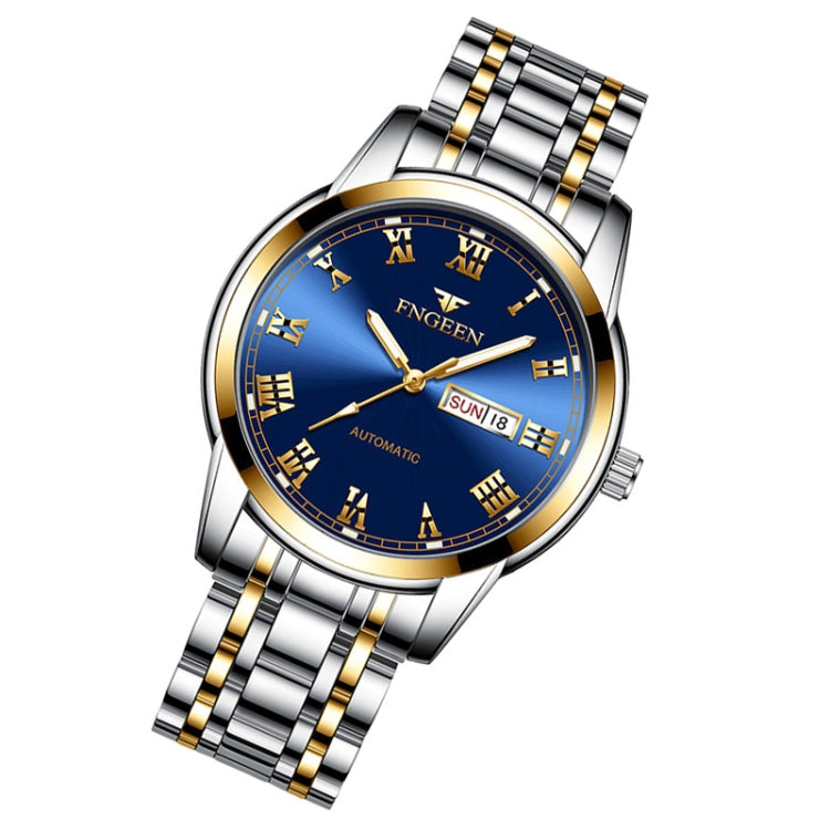 FNGEEN 4002 Men Roman Numeral Dial Sports Watch Student Luminous Quartz Watch, Between Gold Blue Surface, Between Gold Black Surface, Between Gold White Surface, White Steel Blue Surface, White Steel Black Surface, Brown Leather And Gold Blue Surface  ...