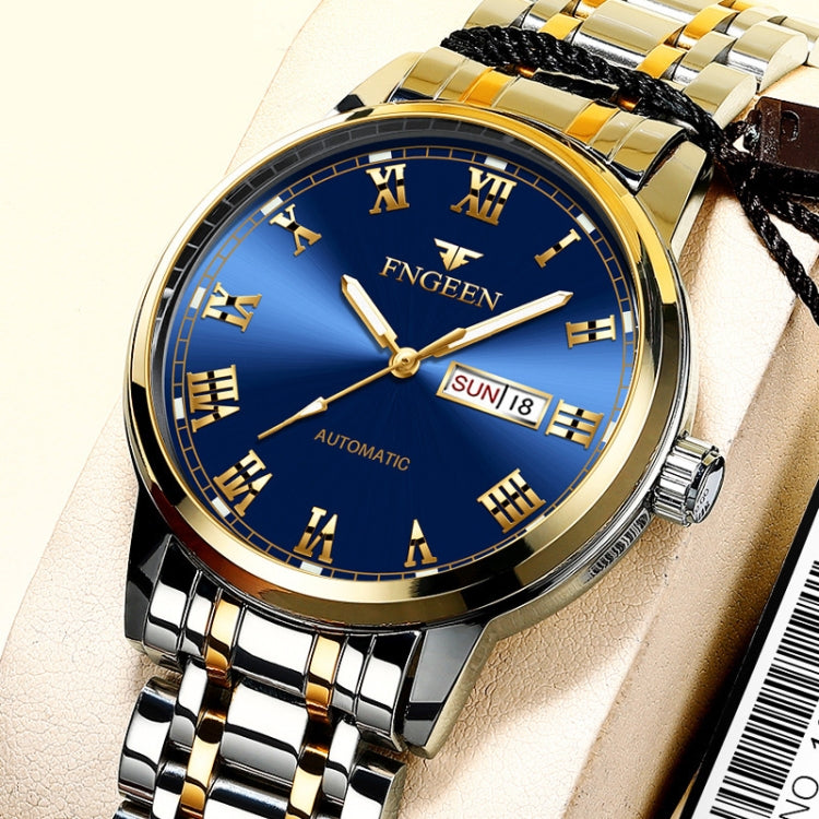 FNGEEN 4002 Men Roman Numeral Dial Sports Watch Student Luminous Quartz Watch, Between Gold Blue Surface, Between Gold Black Surface, Between Gold White Surface, White Steel Blue Surface, White Steel Black Surface, Brown Leather And Gold Blue Surface  ...
