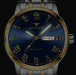 FNGEEN 4002 Men Roman Numeral Dial Sports Watch Student Luminous Quartz Watch, Between Gold Blue Surface, Between Gold Black Surface, Between Gold White Surface, White Steel Blue Surface, White Steel Black Surface, Brown Leather And Gold Blue Surface  ...
