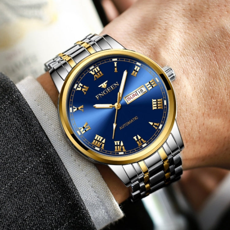 FNGEEN 4002 Men Roman Numeral Dial Sports Watch Student Luminous Quartz Watch, Between Gold Blue Surface, Between Gold Black Surface, Between Gold White Surface, White Steel Blue Surface, White Steel Black Surface, Brown Leather And Gold Blue Surface  ...