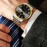 FNGEEN 4002 Men Roman Numeral Dial Sports Watch Student Luminous Quartz Watch, Between Gold Blue Surface, Between Gold Black Surface, Between Gold White Surface, White Steel Blue Surface, White Steel Black Surface, Brown Leather And Gold Blue Surface  ...