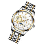 FNGEEN 2166 Men Three-eye Hollow Quartz Watch Student Sports Electronic Watch, Black Steel Black Surface Gold Nails, Between Gold Black Surface, Between Gold Blue Surface, Between Gold White Surface, White Steel White Surface, White Steel Blue Surface ...