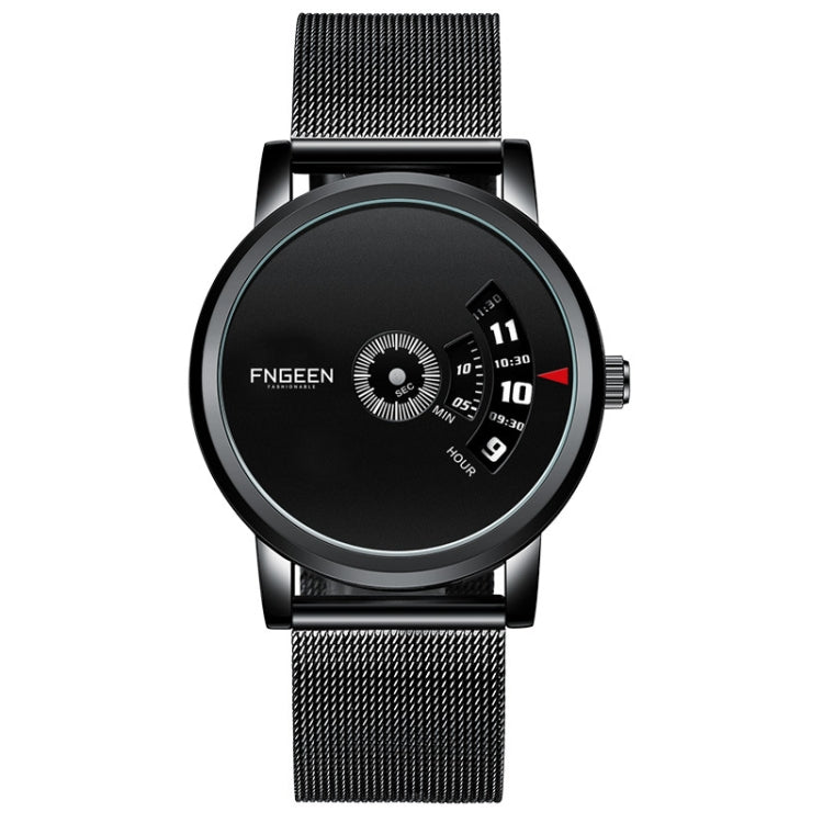 FNGEEN S230 Men Non-Pointer Quartz Watch, Black Steel Black Surface, White Steel Black Surface, White Steel White Surface, Black Mash Black Steel Black, White Mash White Steel White Surface, White Mash White Steel Black Surface