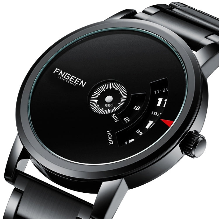 FNGEEN S230 Men Non-Pointer Quartz Watch, Black Steel Black Surface, White Steel Black Surface, White Steel White Surface, Black Mash Black Steel Black, White Mash White Steel White Surface, White Mash White Steel Black Surface