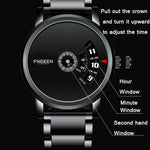 FNGEEN S230 Men Non-Pointer Quartz Watch, Black Steel Black Surface, White Steel Black Surface, White Steel White Surface, Black Mash Black Steel Black, White Mash White Steel White Surface, White Mash White Steel Black Surface