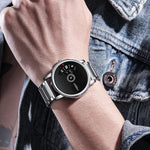FNGEEN S230 Men Non-Pointer Quartz Watch, Black Steel Black Surface, White Steel Black Surface, White Steel White Surface, Black Mash Black Steel Black, White Mash White Steel White Surface, White Mash White Steel Black Surface
