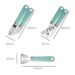 9 in 1 Plastic Handle Stainless Steel Kitchen Utensils Household Gadget Set, Cyan, Black