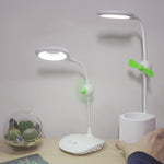 WS-8010 LED Fan Desk Lamp Bedside Desk USB Folding Desk Lamp, Water Drop, Ring, Pen Holder White Fan Blade, Pen Holder Yellow Fan Blade, Pen Holder Blue Fan Blade, Pen Holder Green  Fan Blade