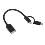 USB 3.0 Female to Micro USB + USB-C / Type-C Male Charging + Transmission OTG Nylon Braided Adapter Cable, Cable Length: 19cm, Golden, Silver, Black, Pink, Blue, Red