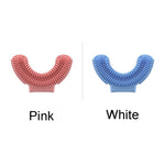 Silicone U-Shaped Replaceable Brush Head 2-8 Years Old Oral Electric Toothbrush Head, Pink, Blue