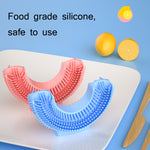 Silicone U-Shaped Replaceable Brush Head 2-8 Years Old Oral Electric Toothbrush Head, Pink, Blue