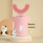 Children Mouth Electric Toothbrush U-Shaped Sonic Smart Electric Toothbrush, Blue, Pink