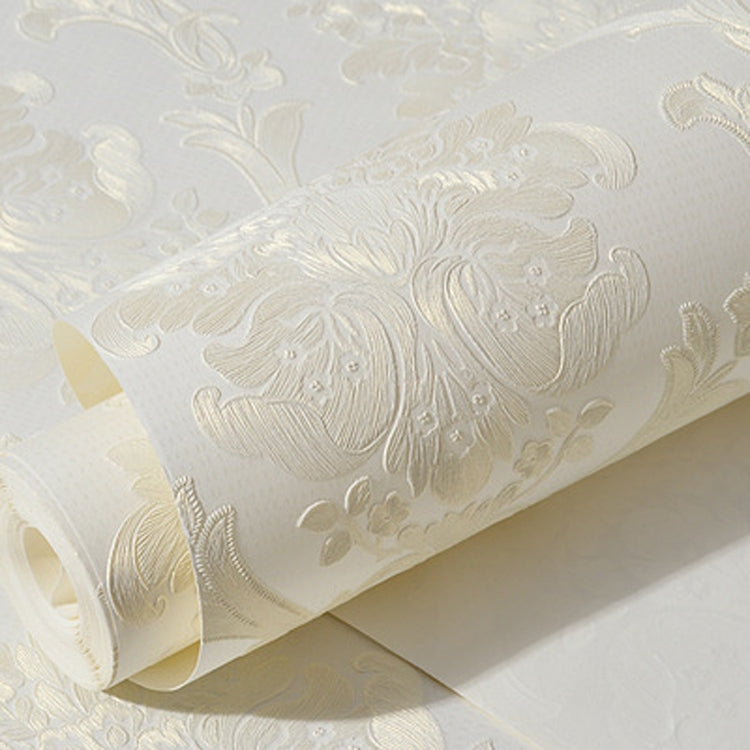 Bedroom Living Room Classic Damascus 3D Precision Pressed Non-Woven Fabric Self-Adhesive Wallpaper, 0.53 x 3 Meters