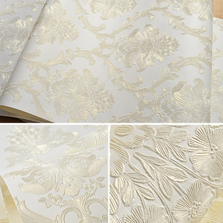 Bedroom Living Room Classic Damascus 3D Precision Pressed Non-Woven Fabric Self-Adhesive Wallpaper, 0.53 x 3 Meters