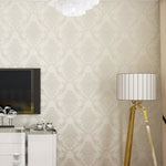 Bedroom Living Room Classic Damascus 3D Precision Pressed Non-Woven Fabric Self-Adhesive Wallpaper, 0.53 x 3 Meters