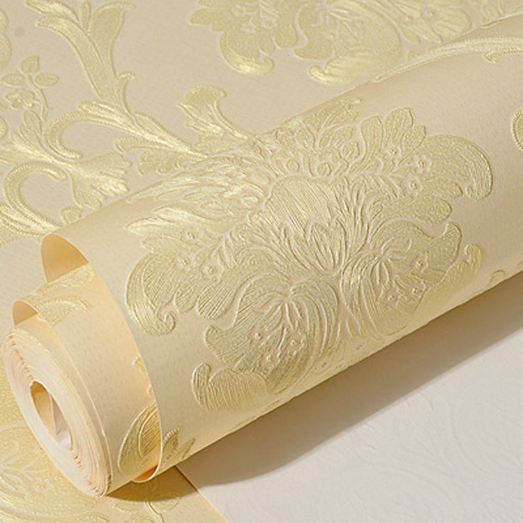 Bedroom Living Room Classic Damascus 3D Precision Pressed Non-Woven Fabric Self-Adhesive Wallpaper, 0.53 x 3 Meters