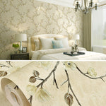 Retro 3D Stereo Plum Blossom Wallpaper Bedroom Living Room TV Background Wall Self-Adhesive Wallpaper, 0.53x3m