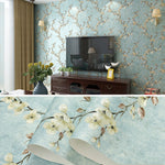 Retro 3D Stereo Plum Blossom Wallpaper Bedroom Living Room TV Background Wall Self-Adhesive Wallpaper, 0.53x3m