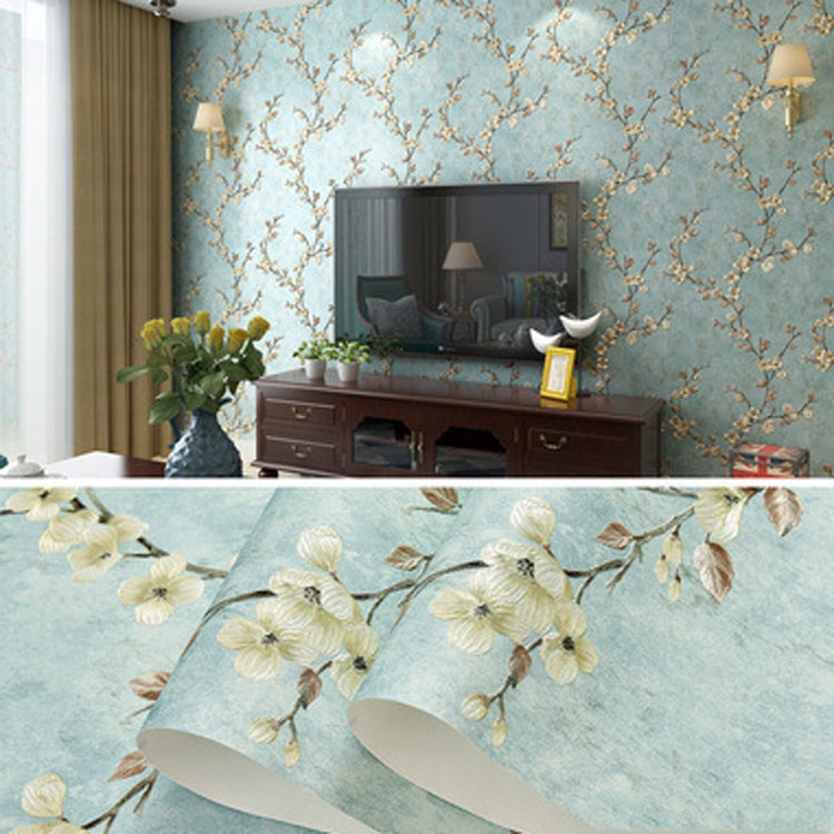 Retro 3D Stereo Plum Blossom Wallpaper Bedroom Living Room TV Background Wall Self-Adhesive Wallpaper, 0.53x3m
