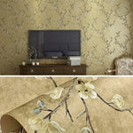 Retro 3D Stereo Plum Blossom Wallpaper Bedroom Living Room TV Background Wall Self-Adhesive Wallpaper, 0.53x3m