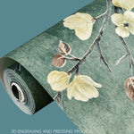 Retro 3D Stereo Plum Blossom Wallpaper Bedroom Living Room TV Background Wall Self-Adhesive Wallpaper, 0.53x3m