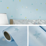 3D Stars Moon Self-Adhesive Wallpaper Mediterranean Children Wall Sticker, 0.53 x 3m