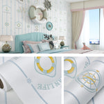 3D Stars Moon Self-Adhesive Wallpaper Mediterranean Children Wall Sticker, 0.53 x 3m