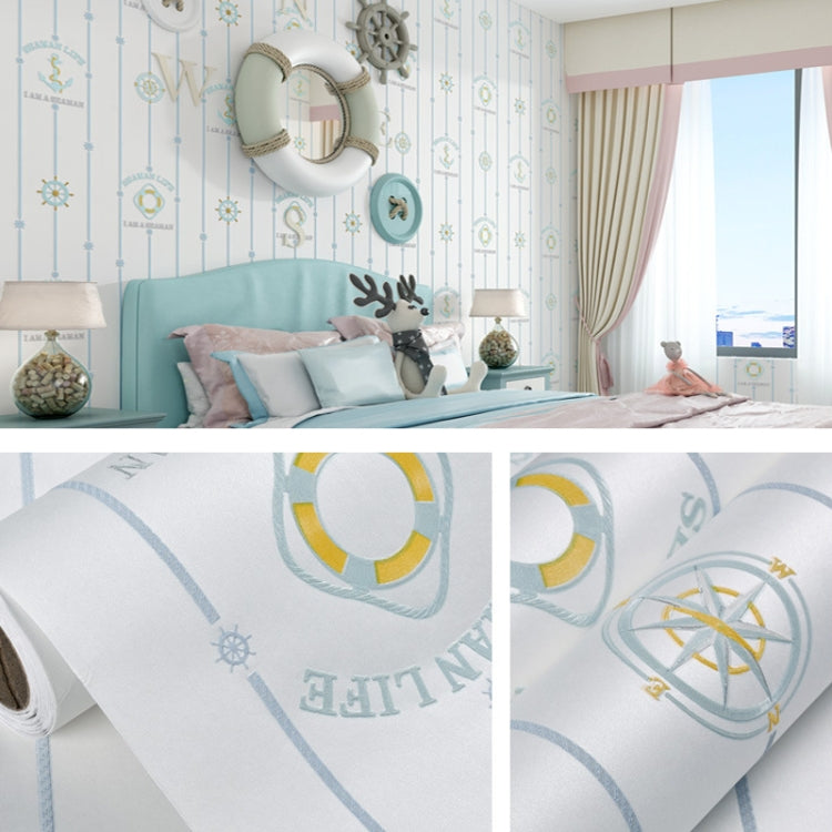 3D Stars Moon Self-Adhesive Wallpaper Mediterranean Children Wall Sticker, 0.53 x 3m