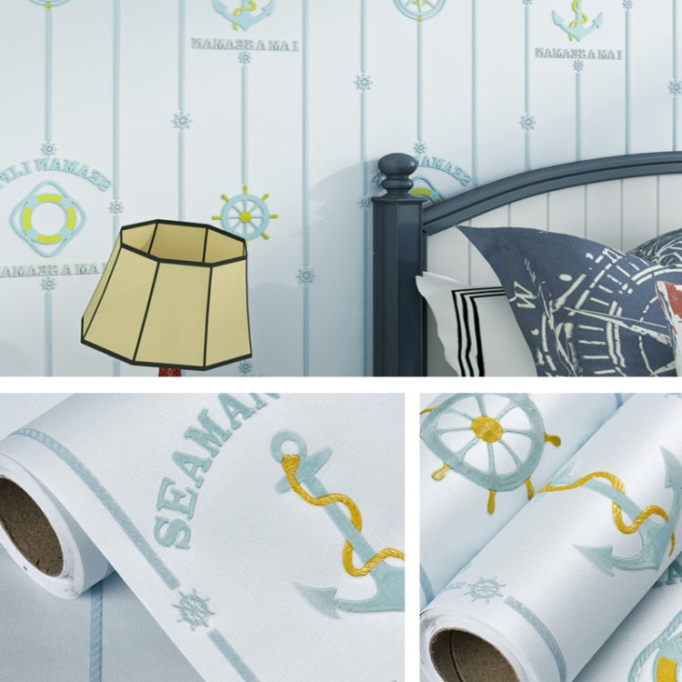 3D Stars Moon Self-Adhesive Wallpaper Mediterranean Children Wall Sticker, 0.53 x 3m