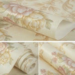 3D Pastoral Style Wallpaper Bedroom Living Room Non-Woven Fabric Self-Adhesive Wall Sticker, 0.53 x 3m