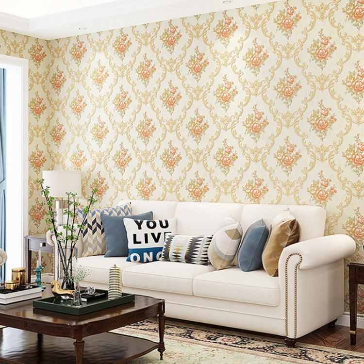 3D Pastoral Style Wallpaper Bedroom Living Room Non-Woven Fabric Self-Adhesive Wall Sticker, 0.53 x 3m