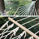 Outdoor Mesh Hammock Cotton Thread Solid Wood Stick Hammock Indoor Swing, Size: 200x80cm, 200x80cm White