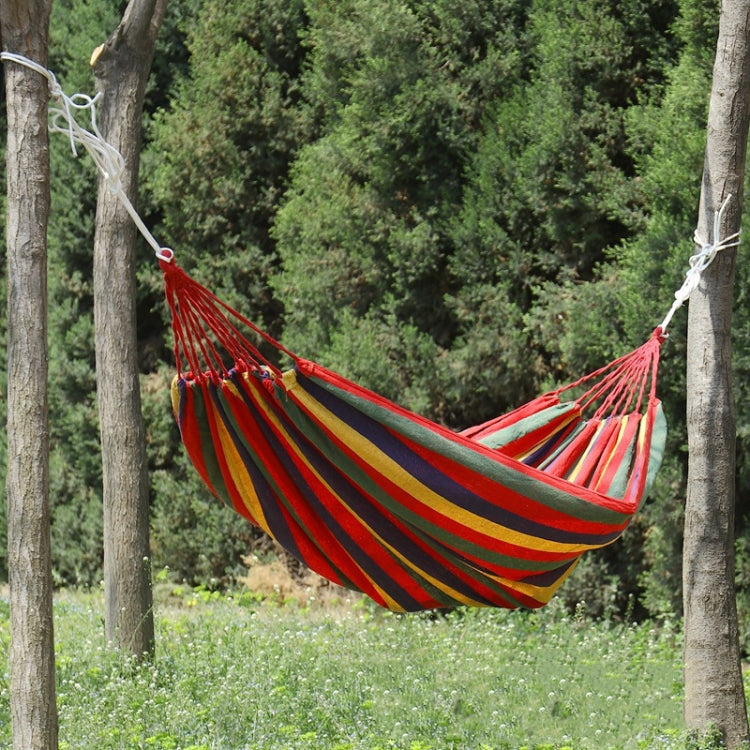 Thick Canvas Hammock Field Rollover Prevention Outdoor  Hammock Swing, 260x80 No Stick Single (Red Stripe), 260x80  Non-stick Single (Blue Stripes ), 260x100 No Stick (Red Stripes), 260x100 No Stick (Blue Stripes), 260x150 No Stick (Red Stripes）       ...