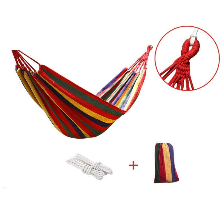Thick Canvas Hammock Field Rollover Prevention Outdoor  Hammock Swing, 260x80 No Stick Single (Red Stripe), 260x80  Non-stick Single (Blue Stripes ), 260x100 No Stick (Red Stripes), 260x100 No Stick (Blue Stripes), 260x150 No Stick (Red Stripes）       ...