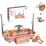 Play House Children Educational Electric Cycle Rotating Fishing Station Summer Water Game Toy Set, Green 6 Ducks, Pink 6 Ducks, Green 3 Fish 3 Ducks, Pink 3 Fish 3 Ducks