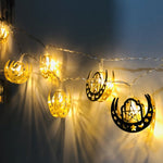 أضواء سلسلة نجمة وهلال LED لعيد الفطر، زينة مهرجان رمضان، 1.65 متر 10 مصابيح LED، 3 متر 20 مصباح LED