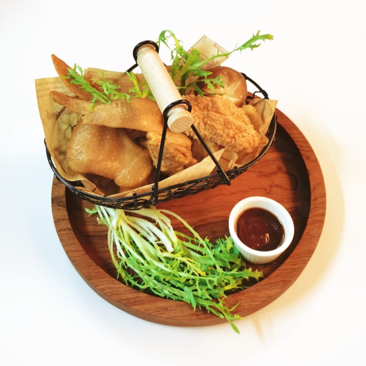Wrought Iron Fruit Portable Storage Basket Bread French Fries Fried Snacks Portable Basket, Double Cup Egg-shaped, Double Cup Round, Single Cup Boat, Square Short Basket, Rectangular Short Basket, Large Round Wire, Small Round Wire, Large Messy Wire