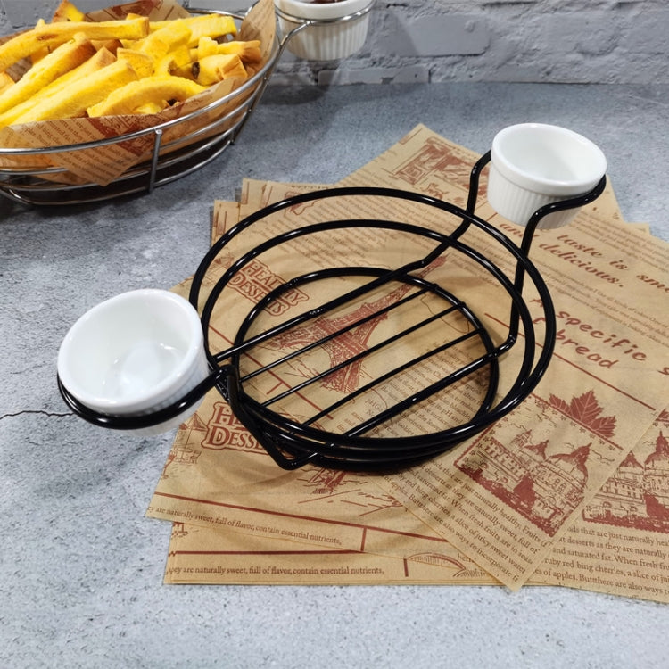 Wrought Iron Fruit Portable Storage Basket Bread French Fries Fried Snacks Portable Basket, Double Cup Egg-shaped, Double Cup Round, Single Cup Boat, Square Short Basket, Rectangular Short Basket, Large Round Wire, Small Round Wire, Large Messy Wire