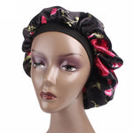 2 PCS Women Satin Night Sleep Cap Hair Bonnet Hat Silk Head Cover Wide Elastic Band