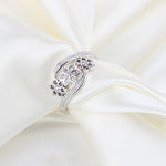 Tricolor Flower Fashion Color Tail Diamond Ring